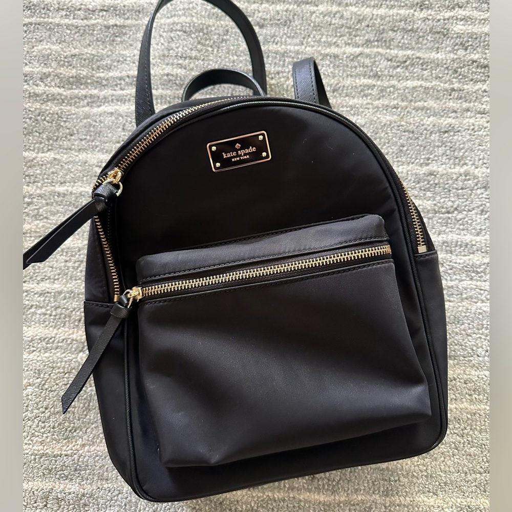 Kate Spade Black Backpack with Gold Zippers